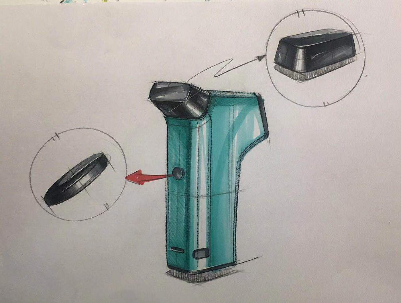 Hand drawn，industrial design，Hand drawn industrial design，Hand drawn design，Household appliances，Mark pen coloring，Hand drawn products，product design，