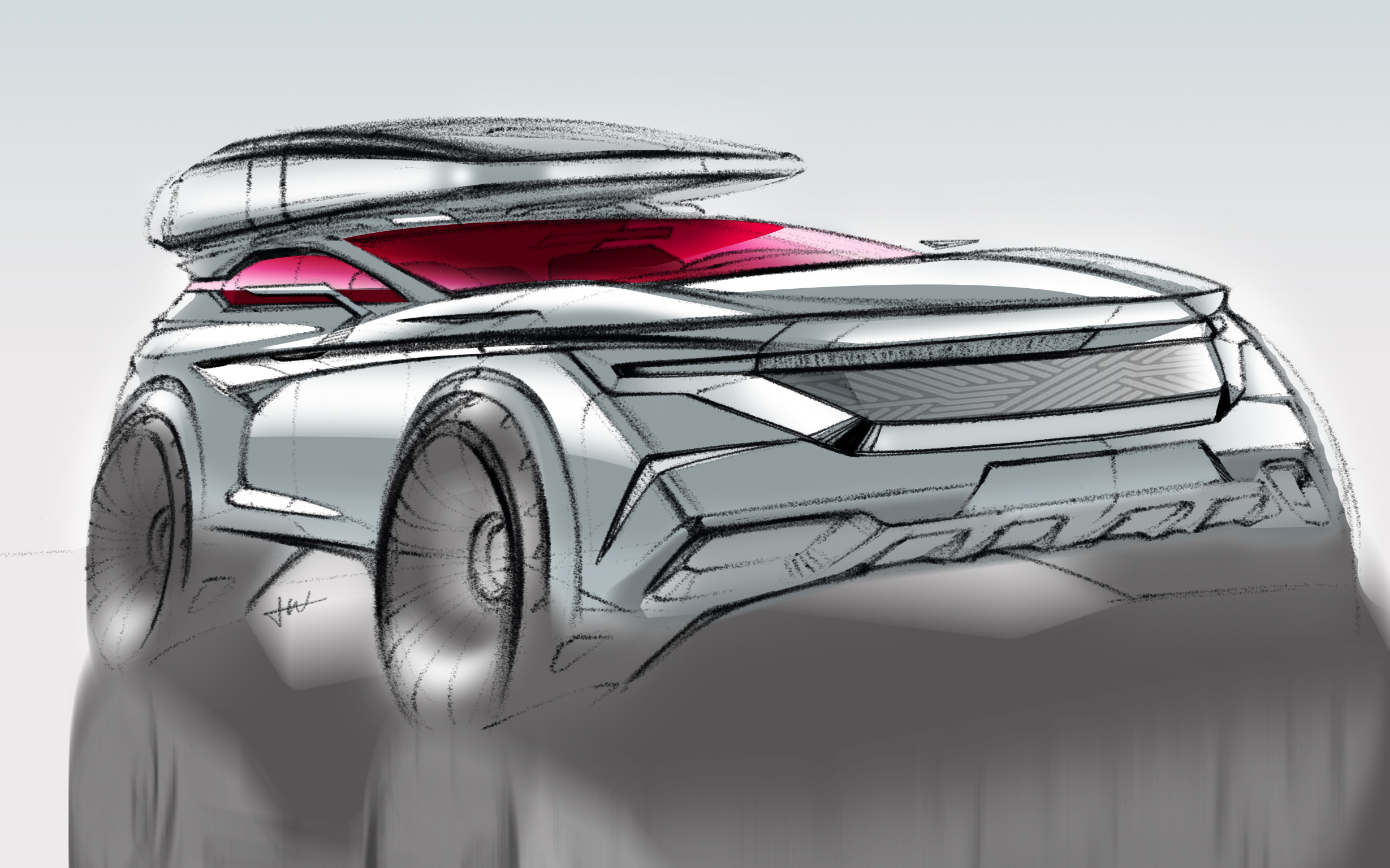 Volvo，vehicle，product design，Hand drawn products，industrial design，conceptual design，Hand drawn painting，