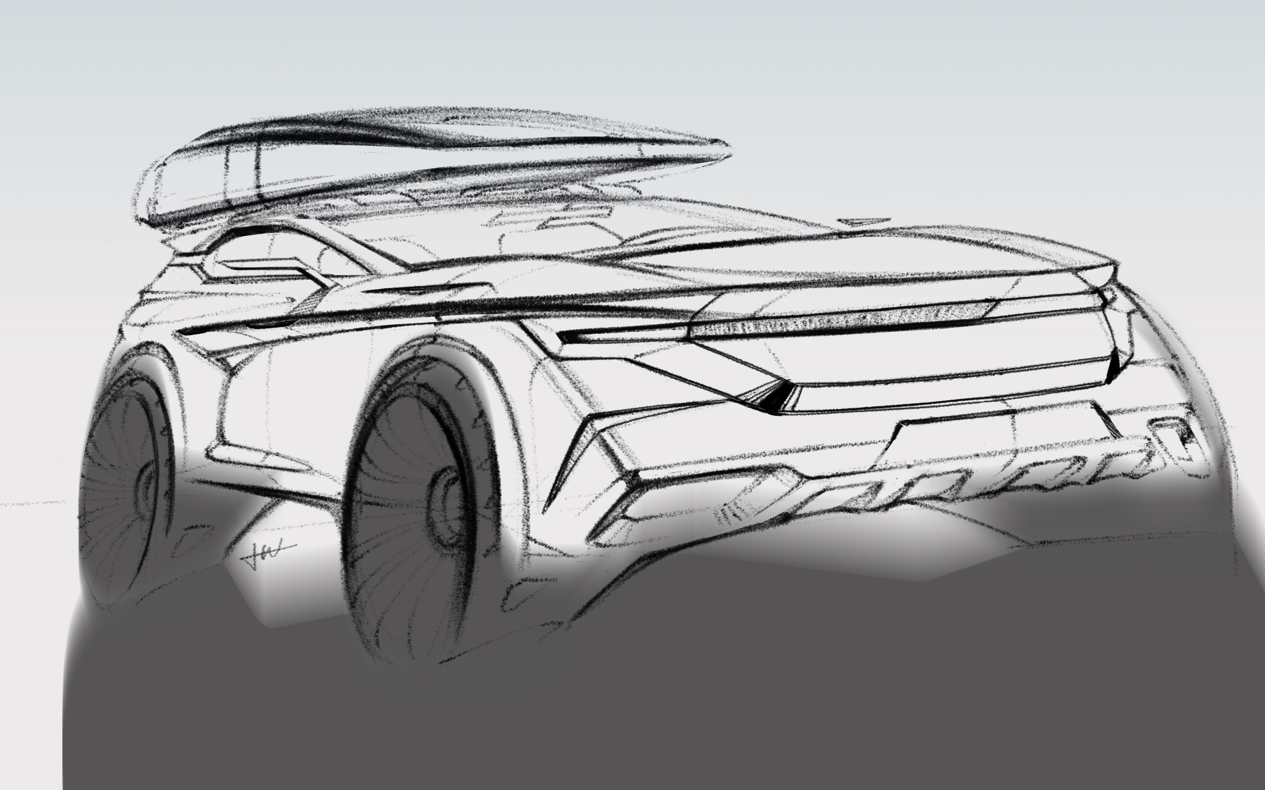 Volvo，vehicle，product design，Hand drawn products，industrial design，conceptual design，Hand drawn painting，