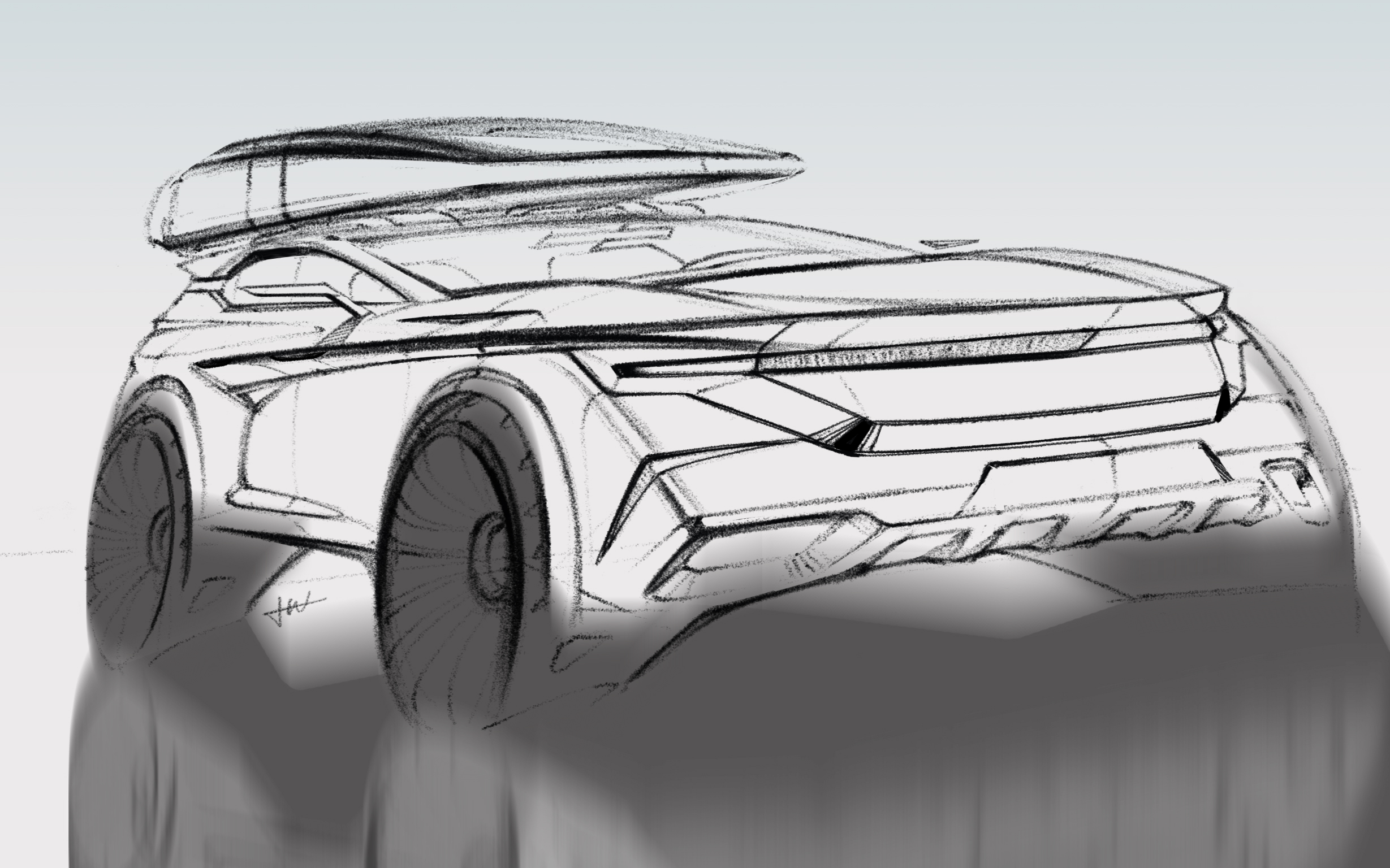 Volvo，vehicle，product design，Hand drawn products，industrial design，conceptual design，Hand drawn painting，