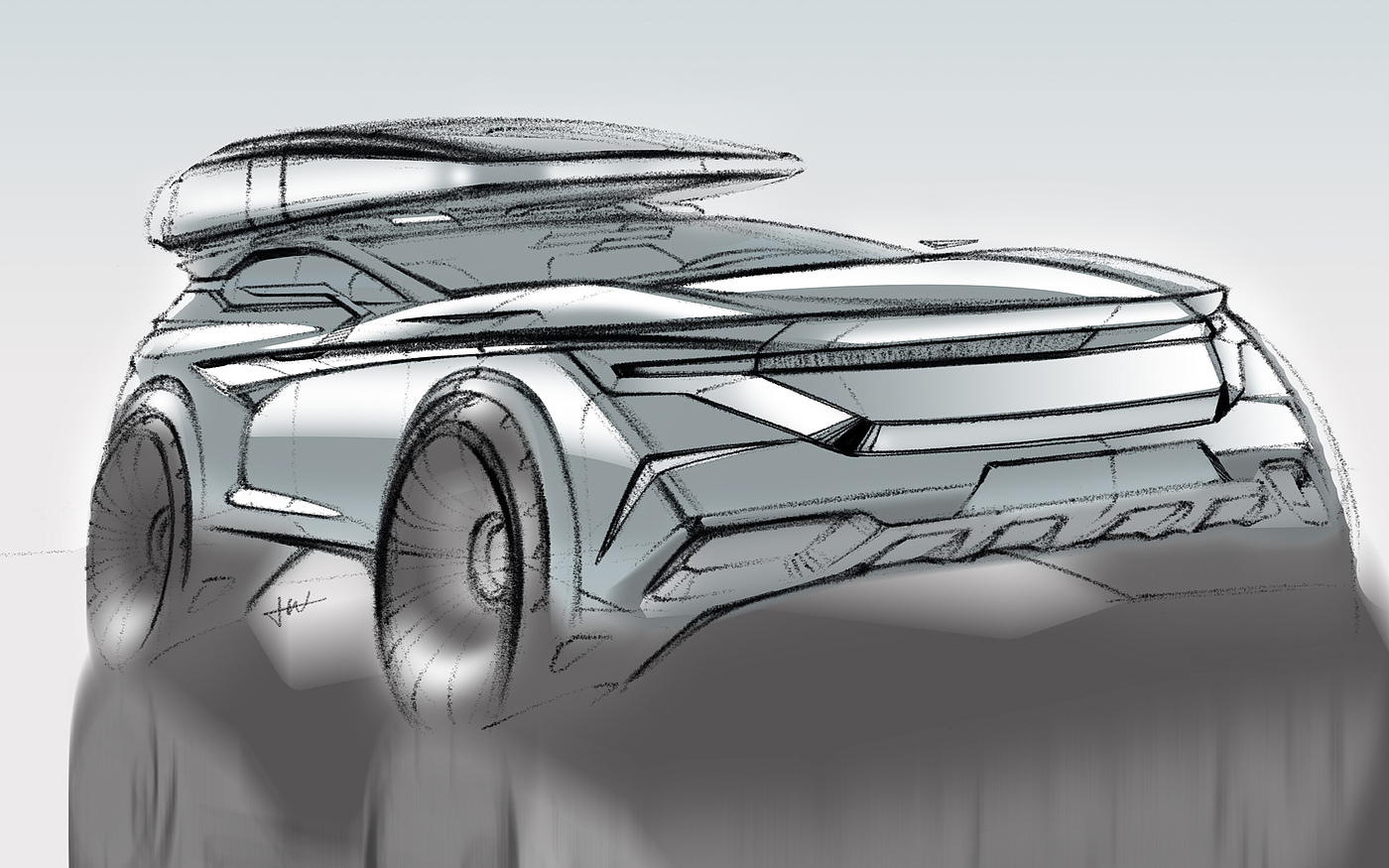 Volvo，vehicle，product design，Hand drawn products，industrial design，conceptual design，Hand drawn painting，