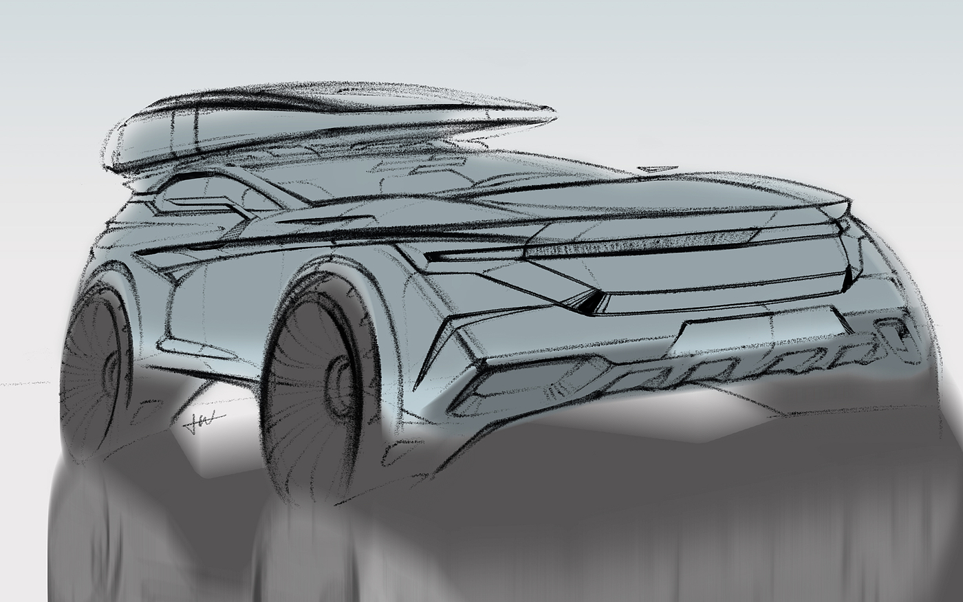 Volvo，vehicle，product design，Hand drawn products，industrial design，conceptual design，Hand drawn painting，