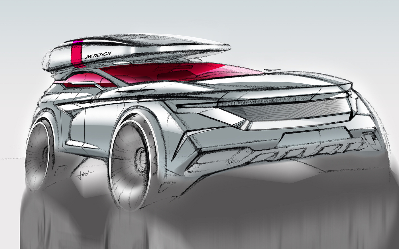 Volvo，vehicle，product design，Hand drawn products，industrial design，conceptual design，Hand drawn painting，