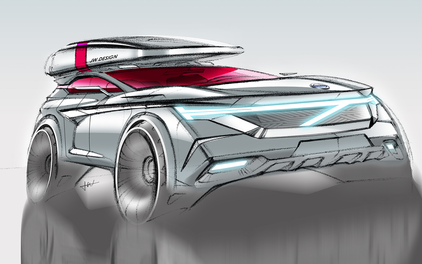 Volvo，vehicle，product design，Hand drawn products，industrial design，conceptual design，Hand drawn painting，
