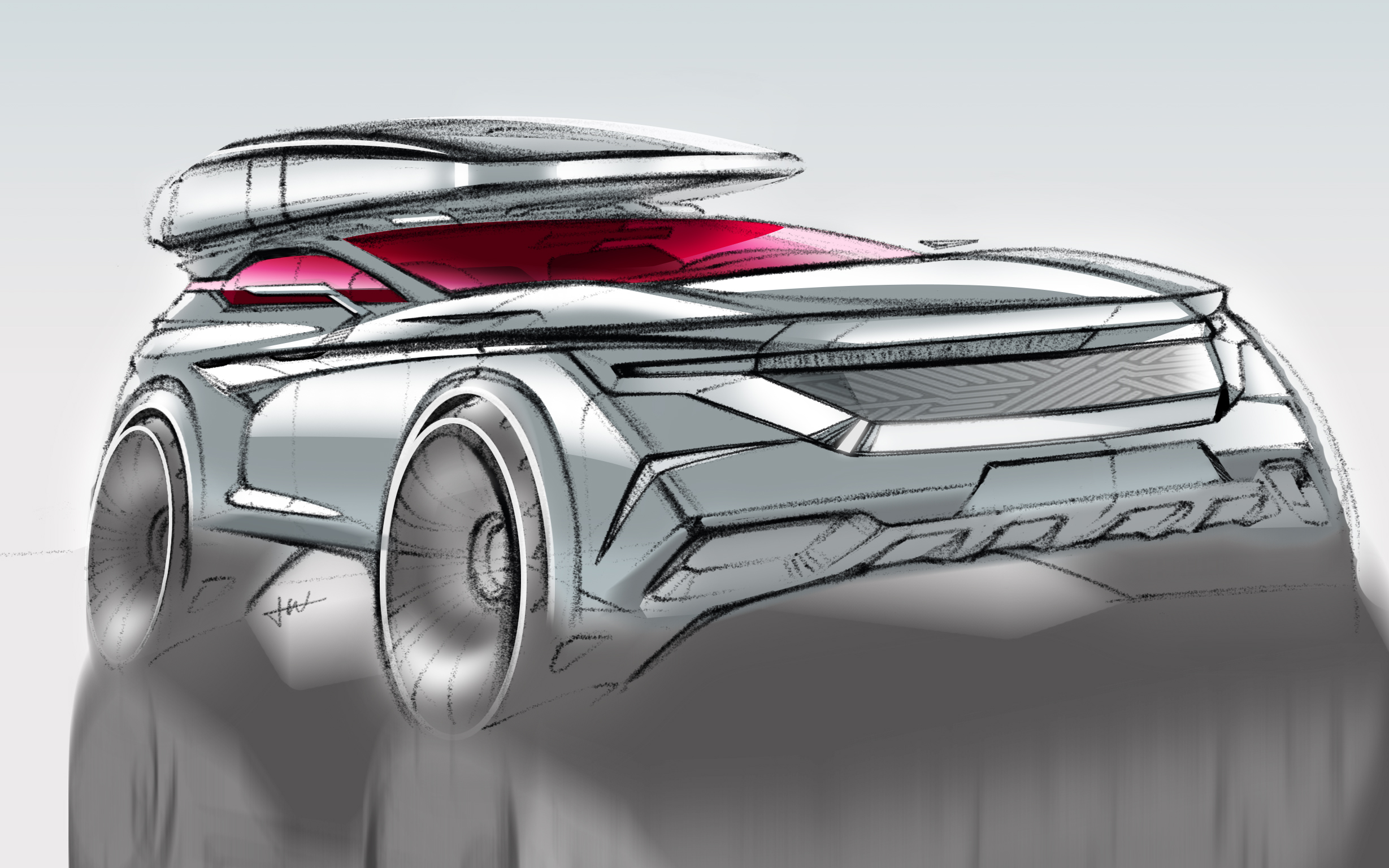 Volvo，vehicle，product design，Hand drawn products，industrial design，conceptual design，Hand drawn painting，