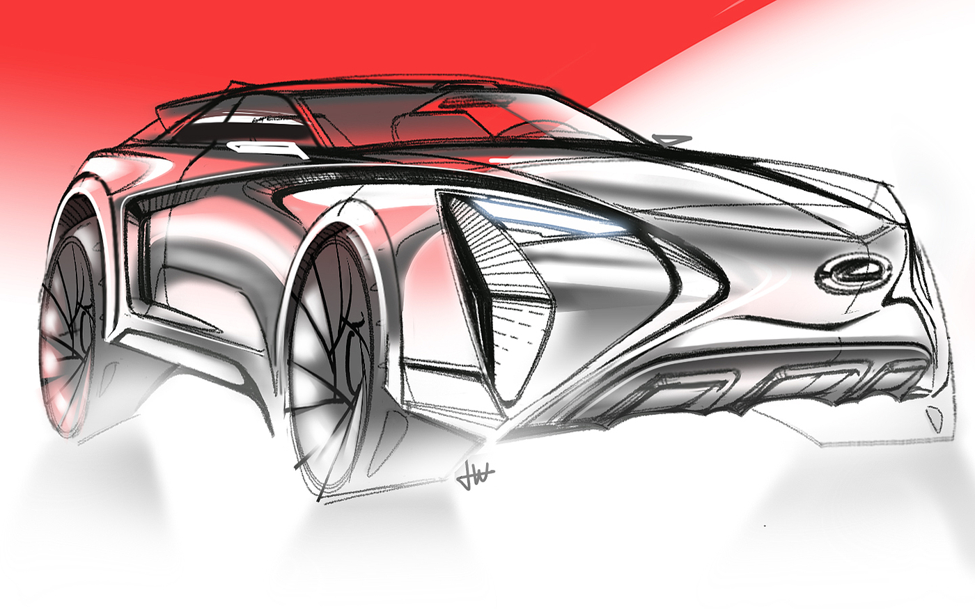 LEXUS，suv，vehicle，Hand drawn products，product design，conceptual design，Mobile painting，Video tutorial，