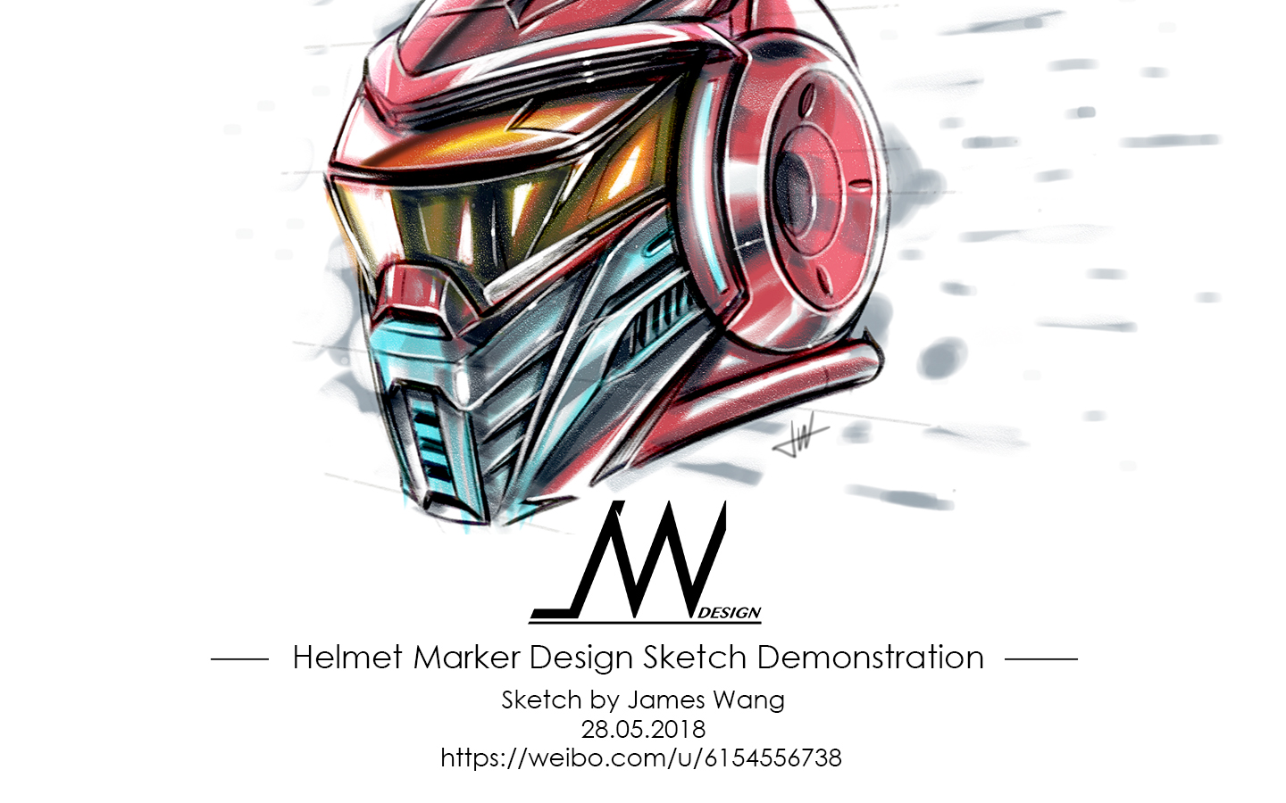 industrial design，product design，Hand drawn products，Helmet，conceptual design，Mobile painting，Mark pen coloring，Video tutorial，