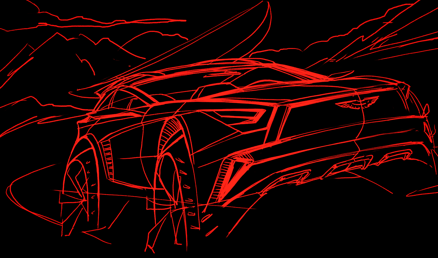 Aston Martin，Mobile painting，product design，Hand drawn products，vehicle，conceptual design，suv，industrial design，