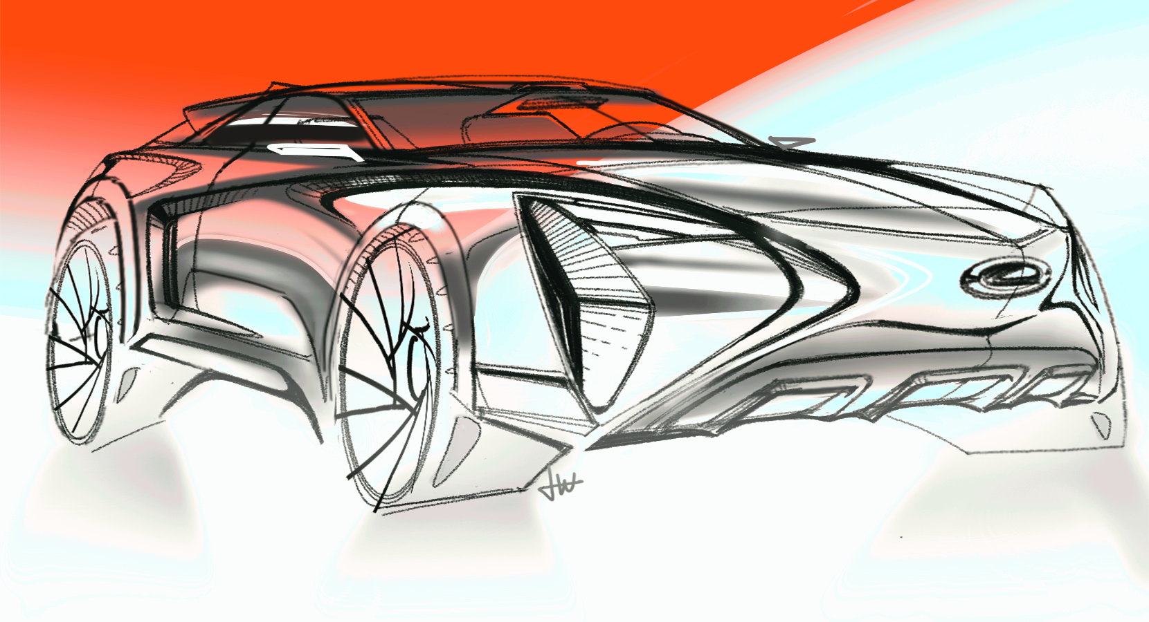 lexus概念suv智能机手绘及上色录屏教程