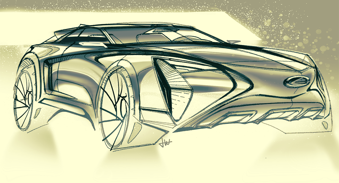 LEXUS，suv，vehicle，Hand drawn products，product design，conceptual design，Mobile painting，Video tutorial，