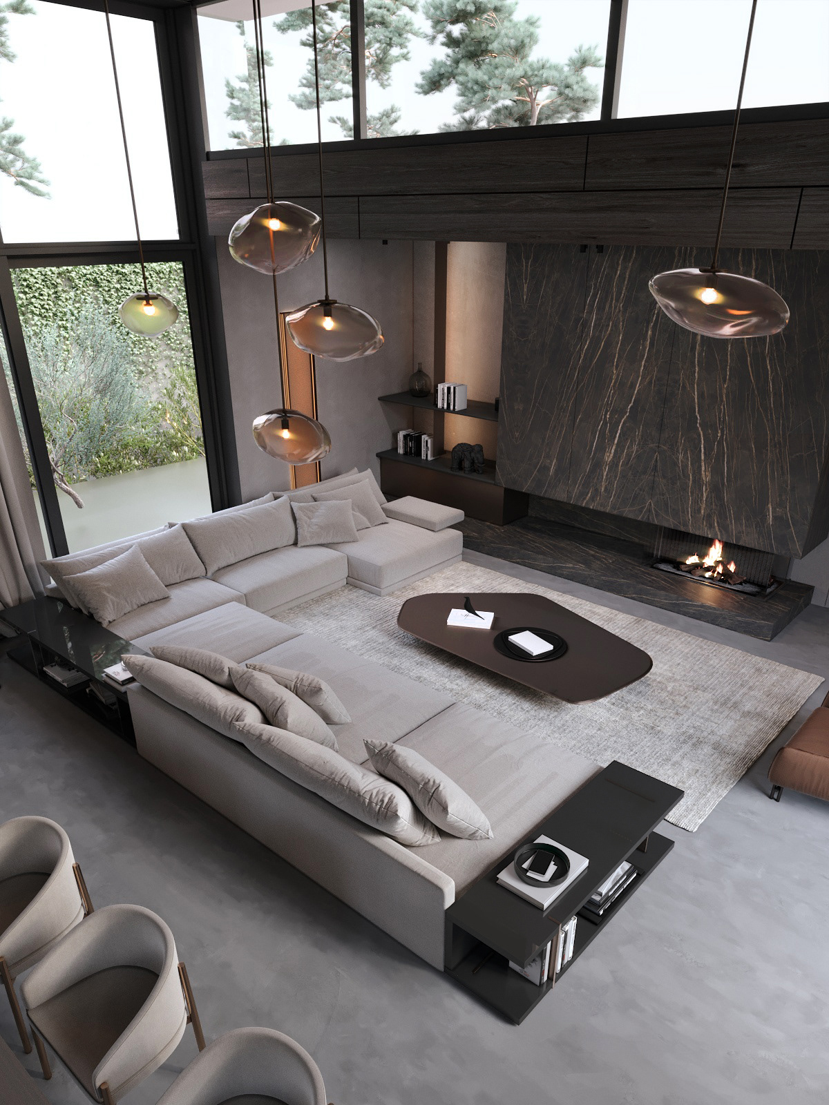 Interior design，wood，classical，bedroom，a living room，