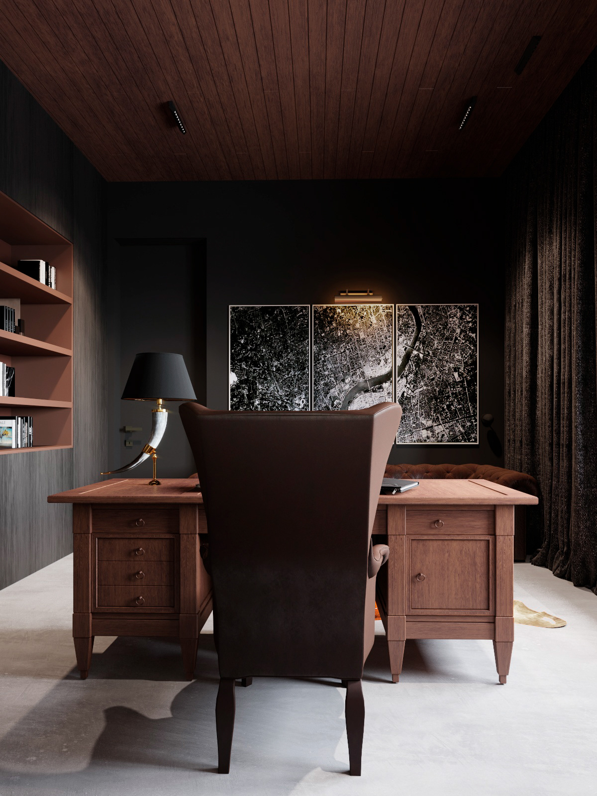 Interior design，wood，classical，bedroom，a living room，