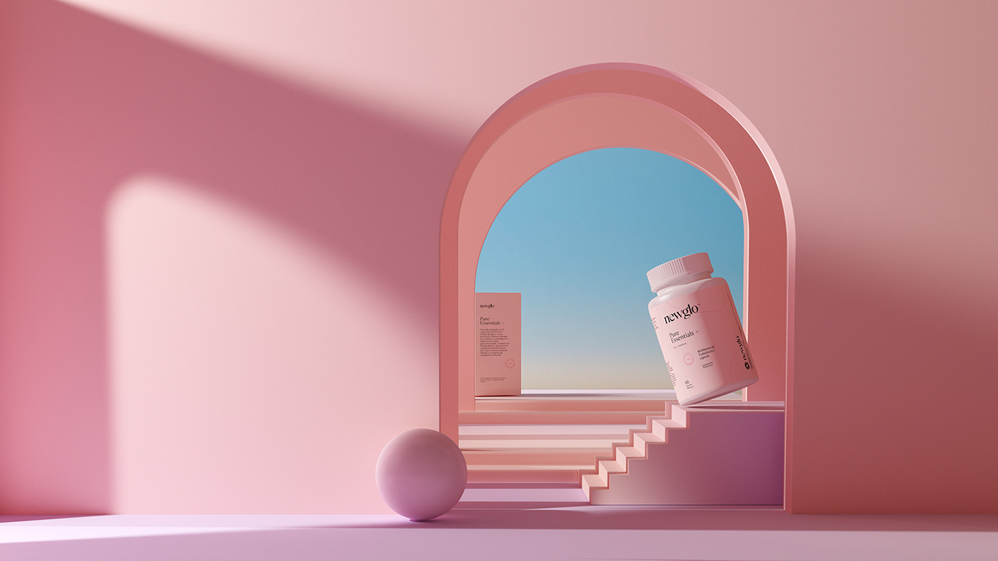 packing design，Newglo，Pink，Brand design，