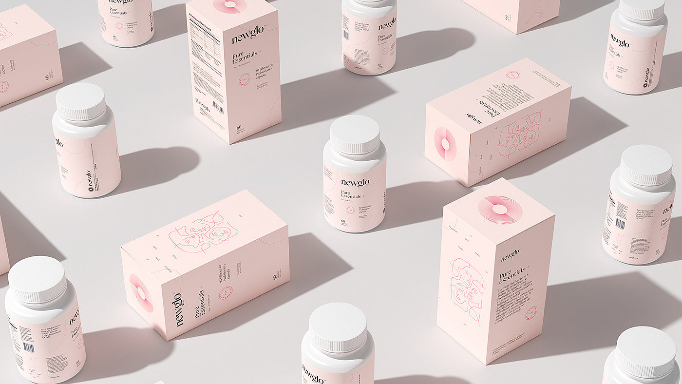 packing design，Newglo，Pink，Brand design，