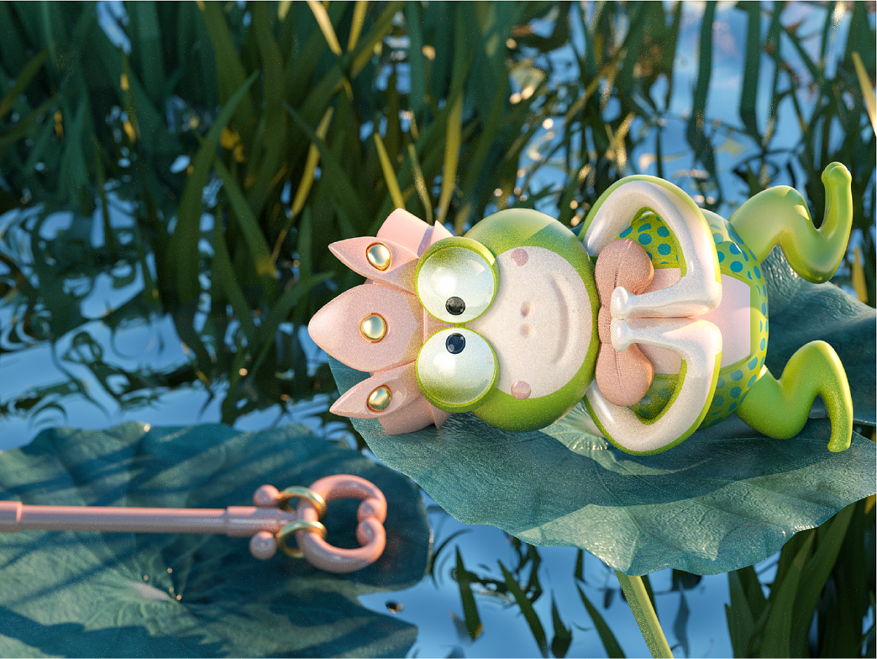 Meet the mysterious frog, toy IP, hand，