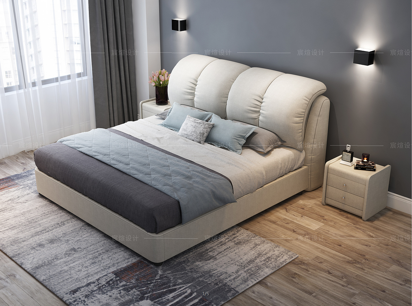 3D modeling and rendering，Bed，Northern Europe，