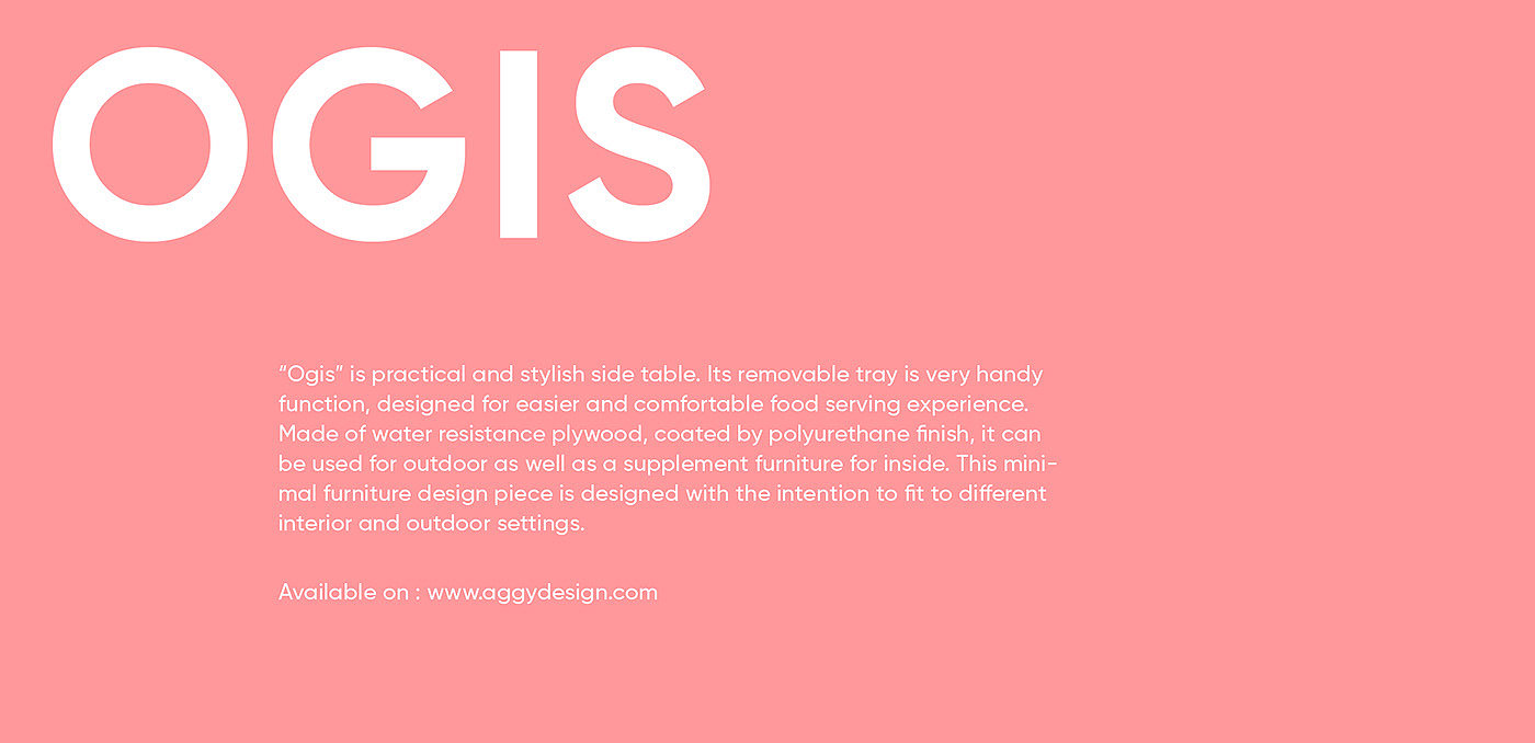 Ogis，Side table，Pink，