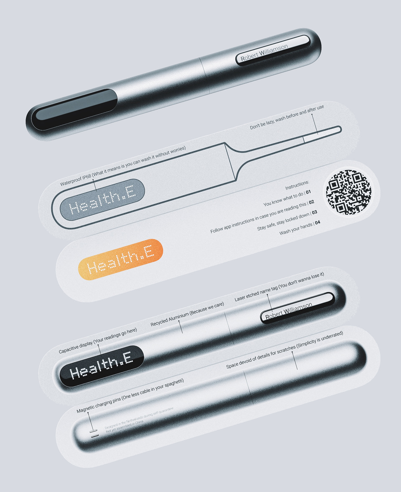 Health-E，thermometer，number，packing design，