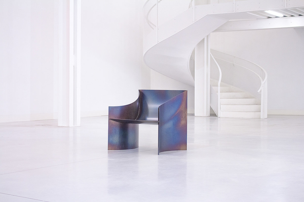 One Curve Chair，Roast blue，curve，