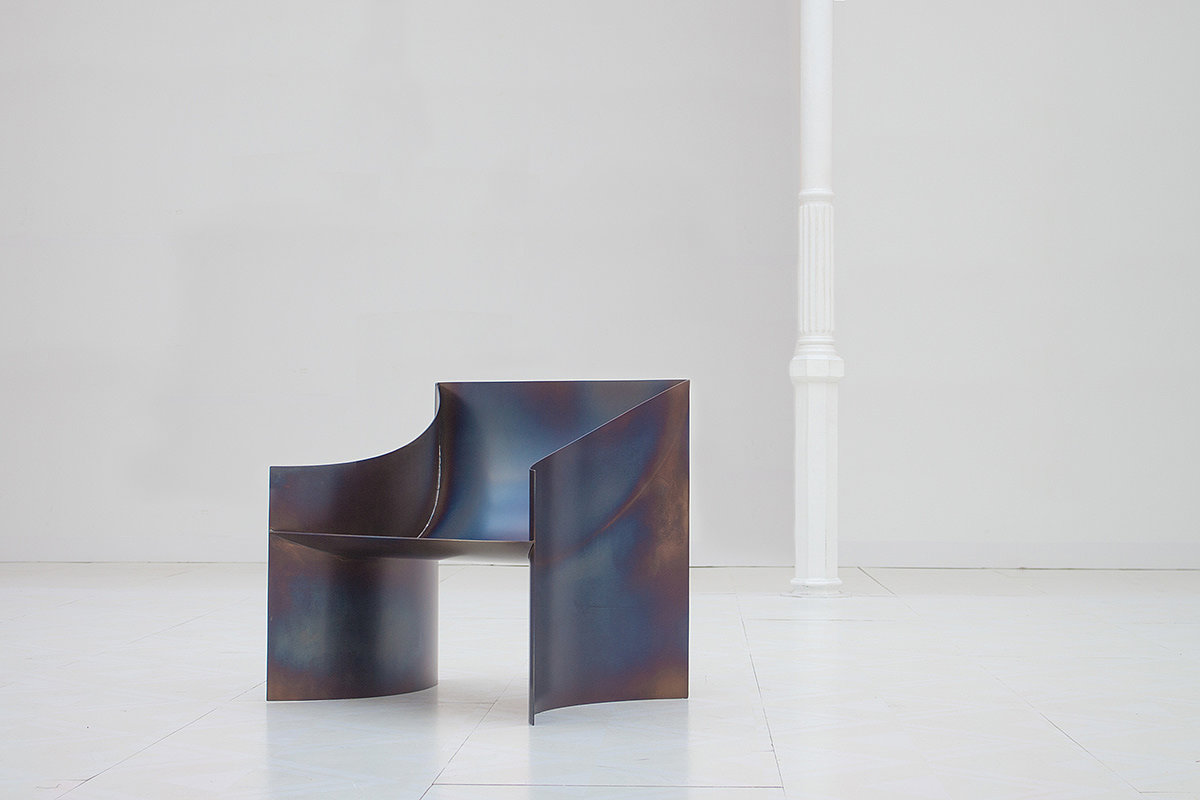 One Curve Chair，烤蓝，曲线，