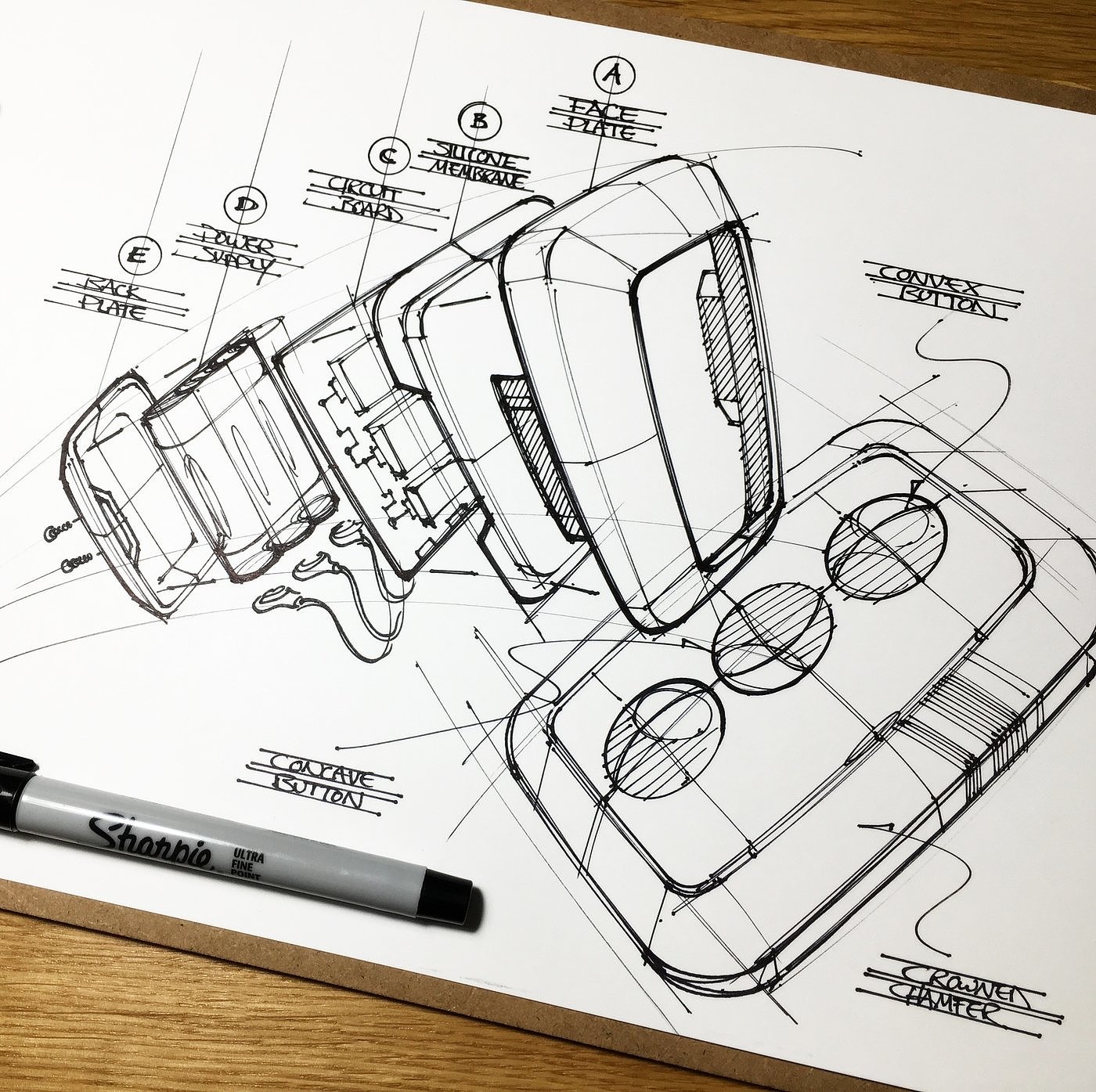 relaxed，Hand drawn，industrial design，sketch，