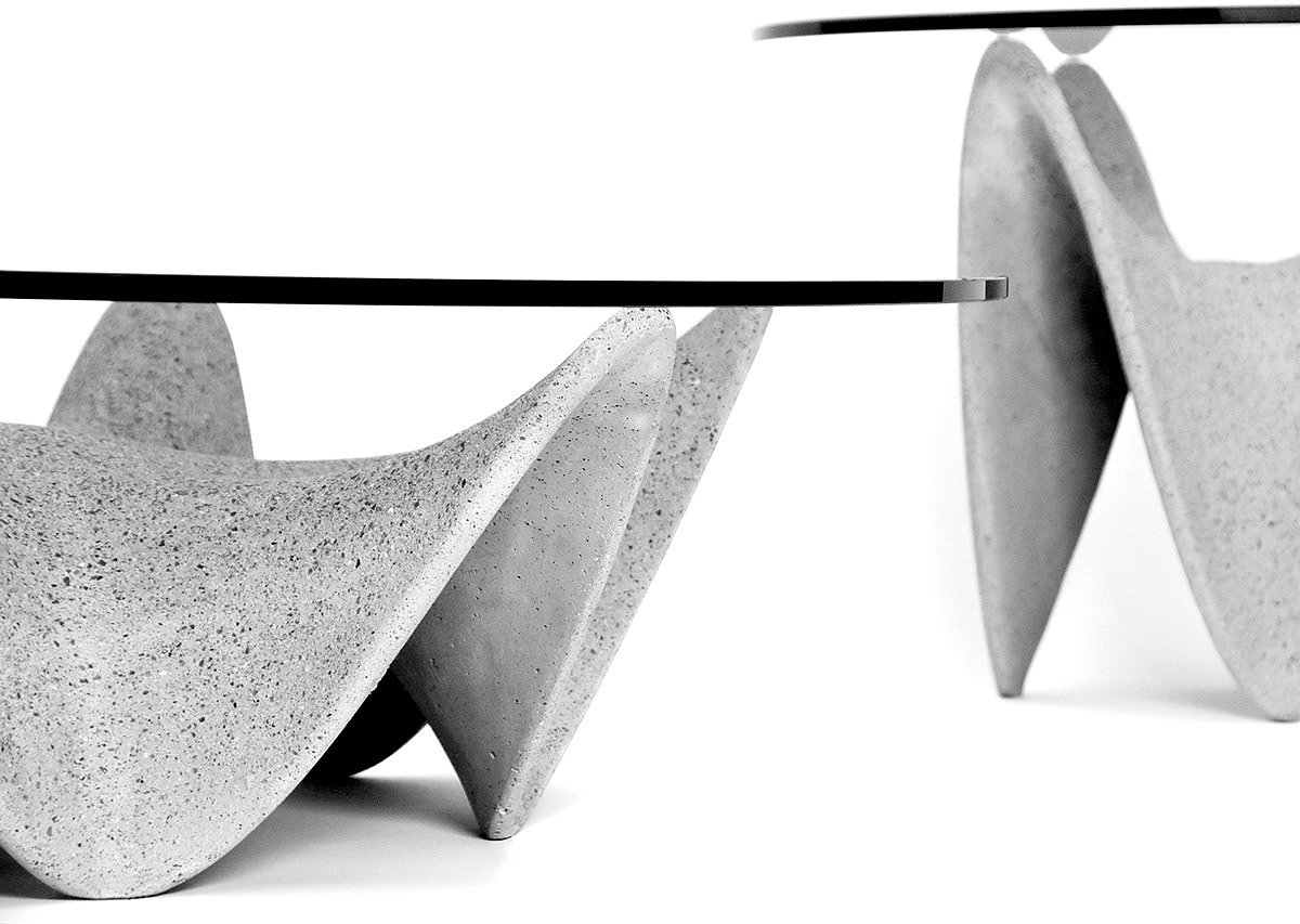 Side table，Glass，concrete，modern，originality，