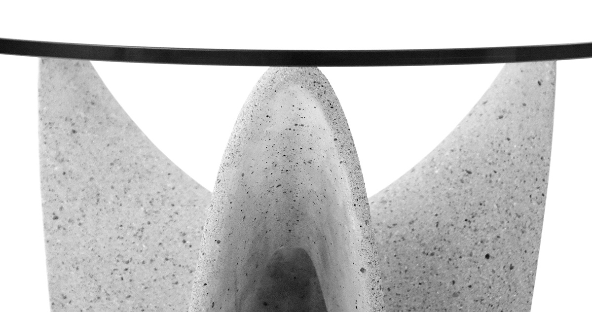 Side table，Glass，concrete，modern，originality，