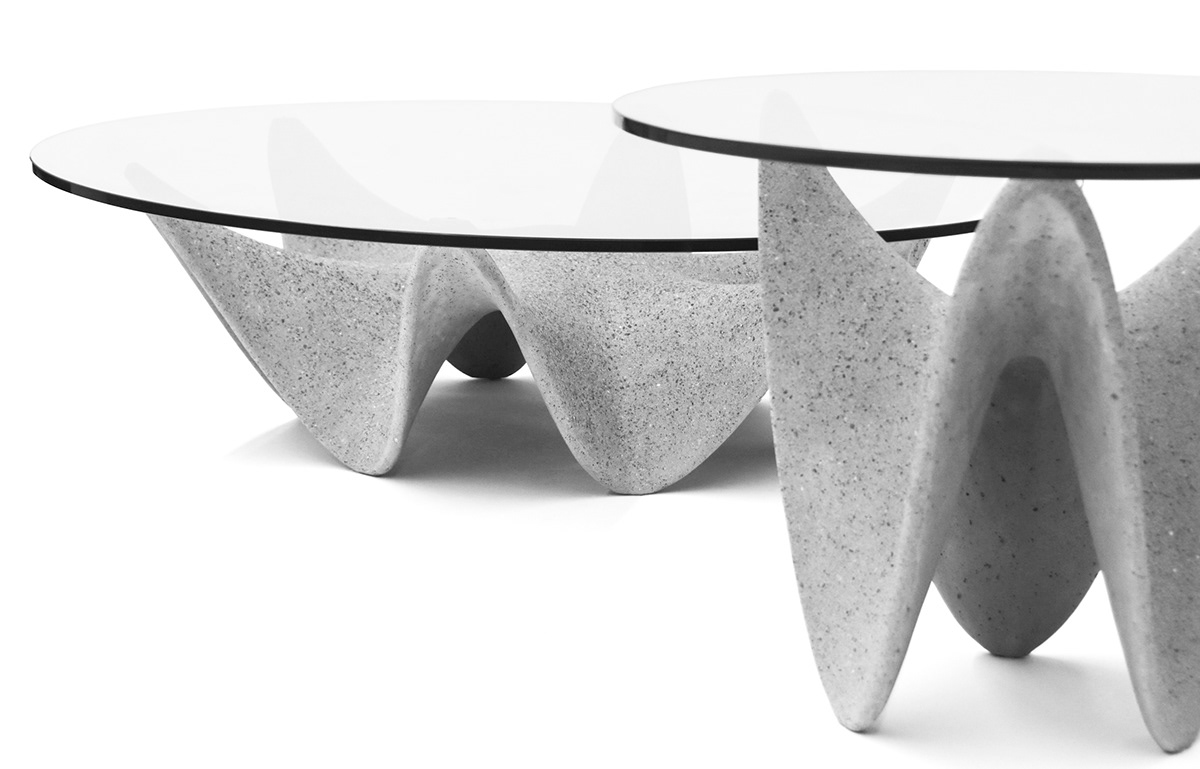 Side table，Glass，concrete，modern，originality，