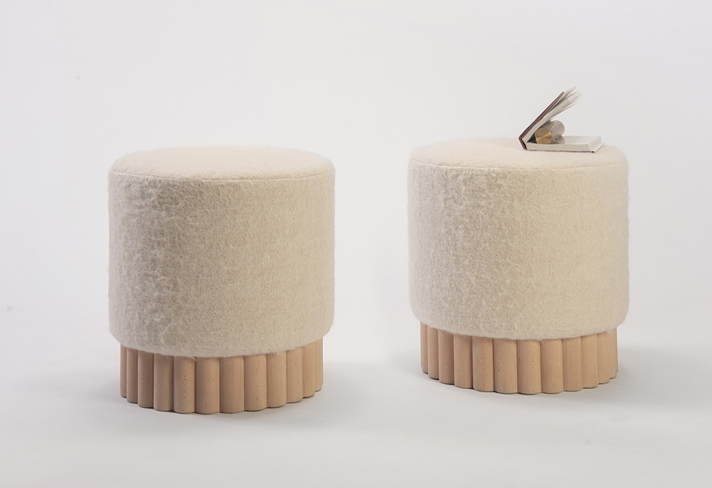 Table，Footstool，transparent，Lamb wool，