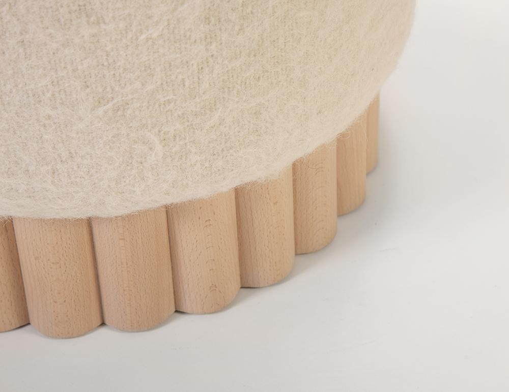 Table，Footstool，transparent，Lamb wool，