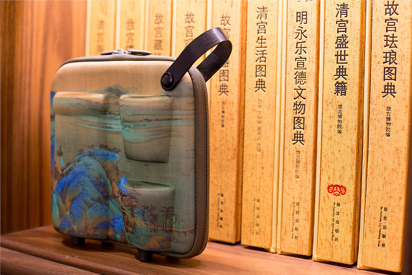 北京故宫文化，千里江山图，原创设计产品，旅行套装，便携旅行茶具，