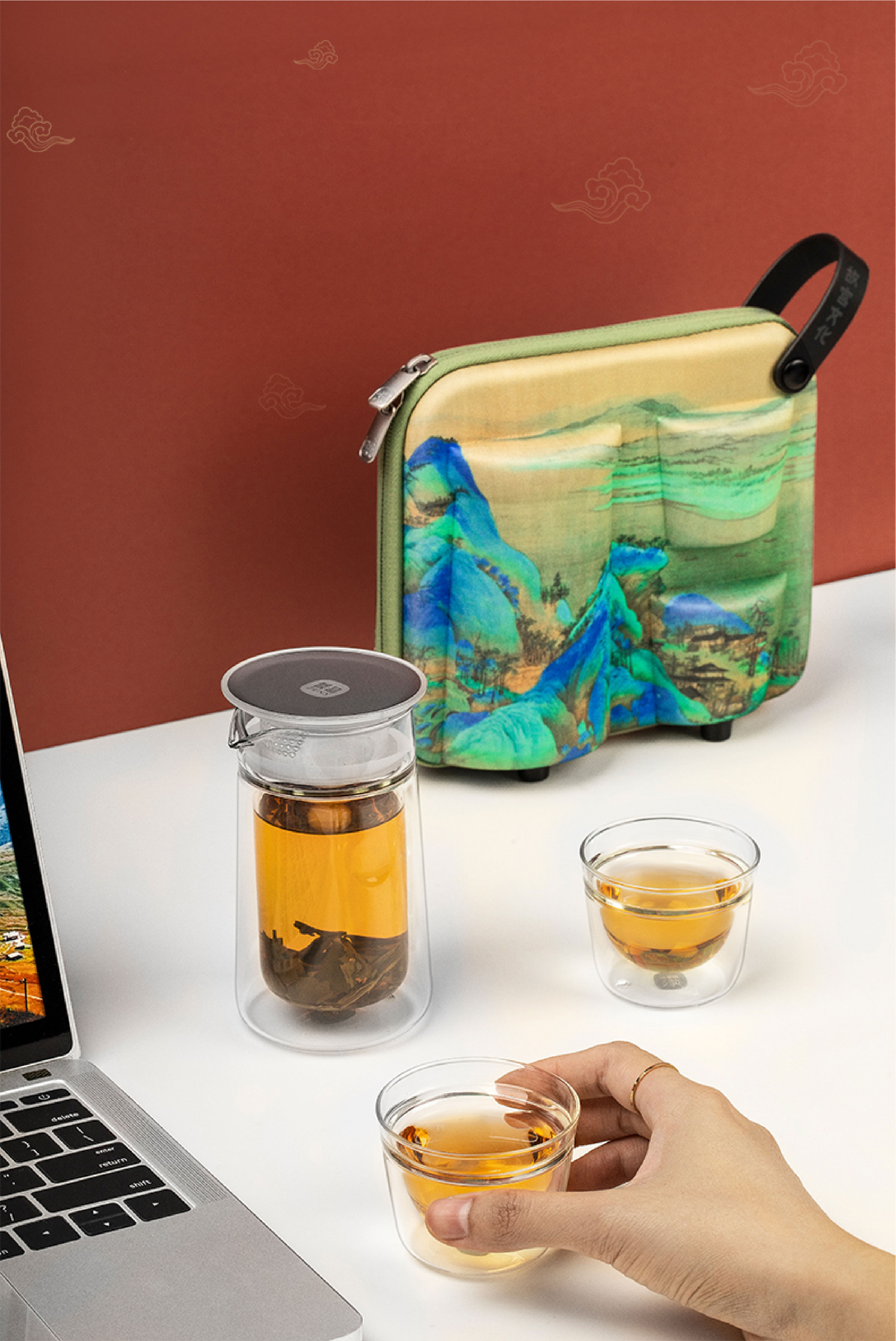 Beijing Forbidden City Culture，Thousands of miles of rivers and mountains，Original design products，travel kit ，Portable travel tea set，