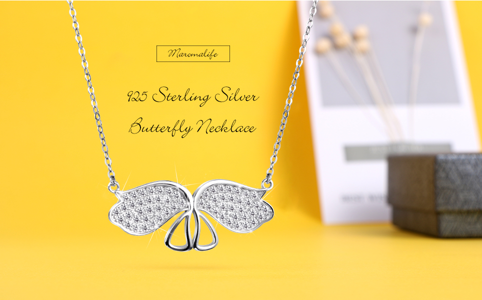 Necklace，jewelry，Silver ornaments，butterfly，wing，