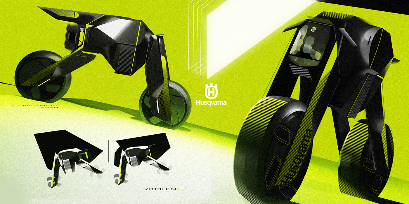 Husqvarna E101，VITPILEN，vehicle，Electric motorcycle，Hand drawn，