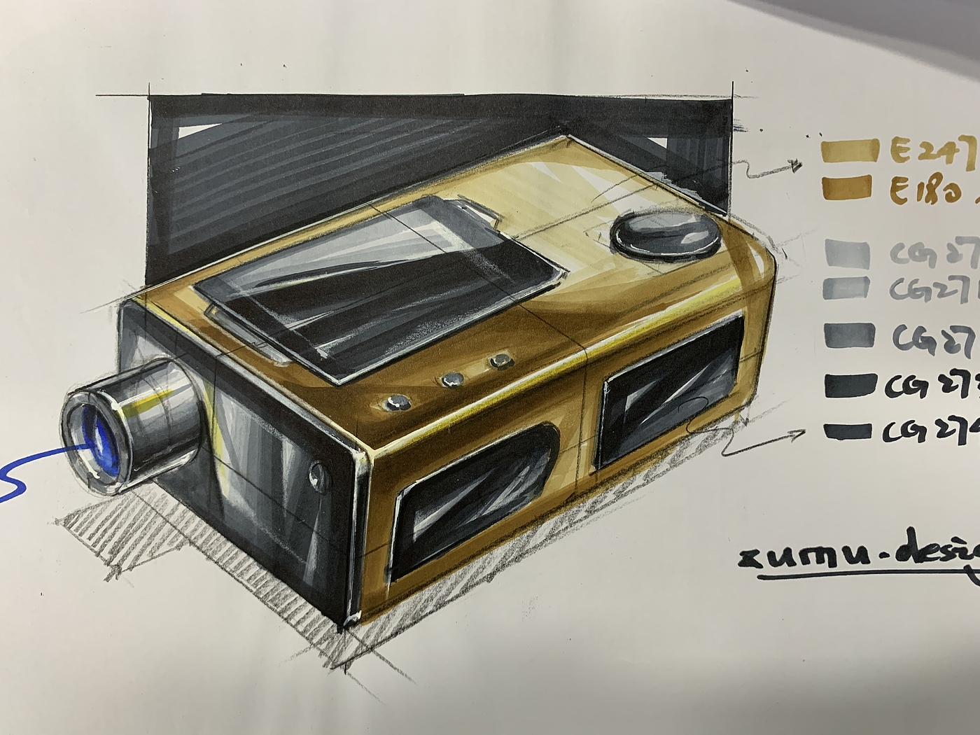 industrial design，Design hand drawn，Hand drawn industrial design，Marker hand drawn，Industrial design line draft，
