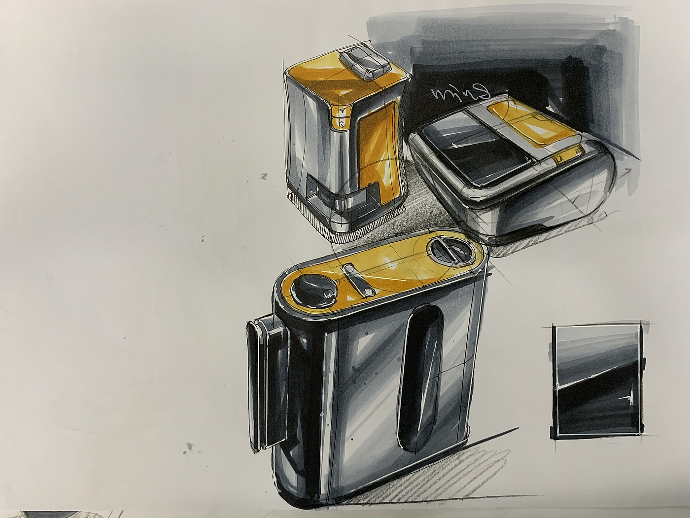 industrial design，Design hand drawn，Hand drawn industrial design，Marker hand drawn，Industrial design line draft，