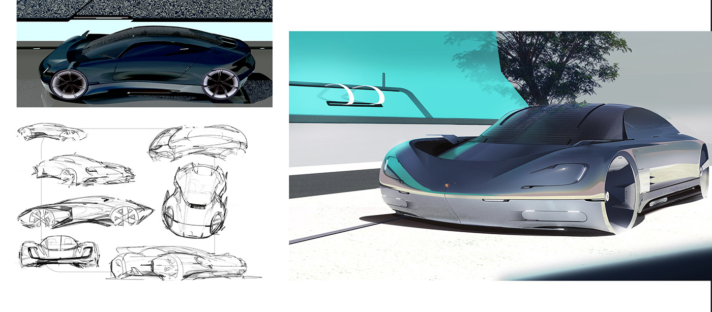 Sports car，Porsche，concept，Electric，