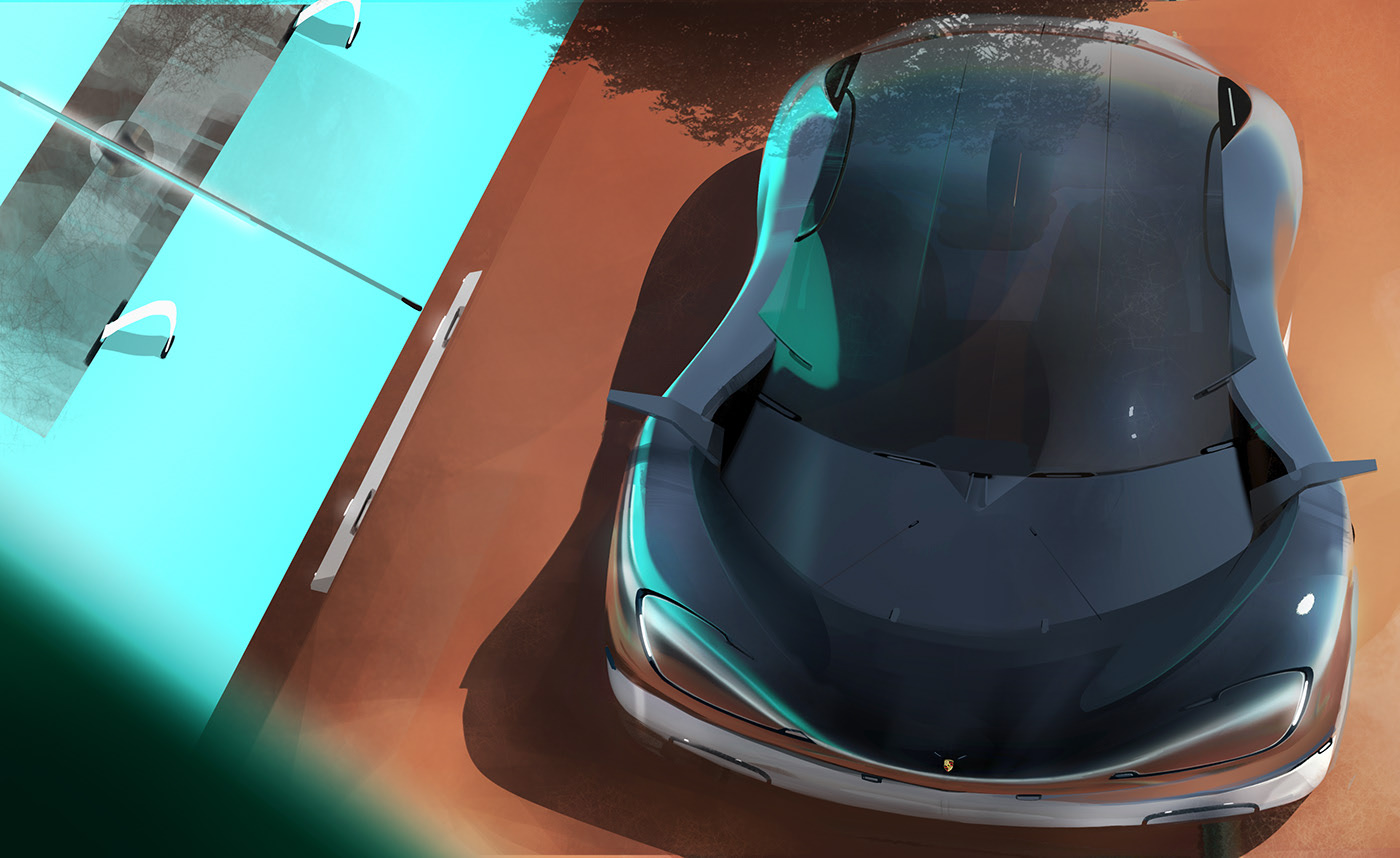 Sports car，Porsche，concept，Electric，