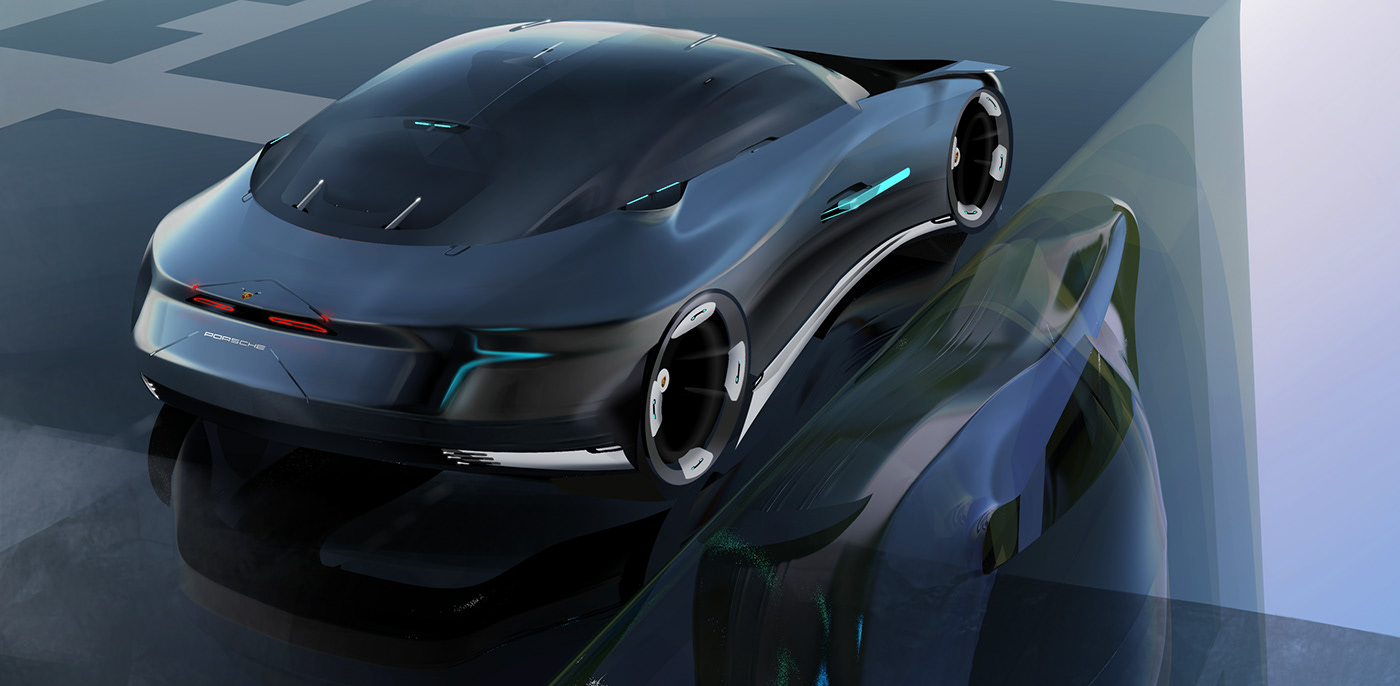 Sports car，Porsche，concept，Electric，