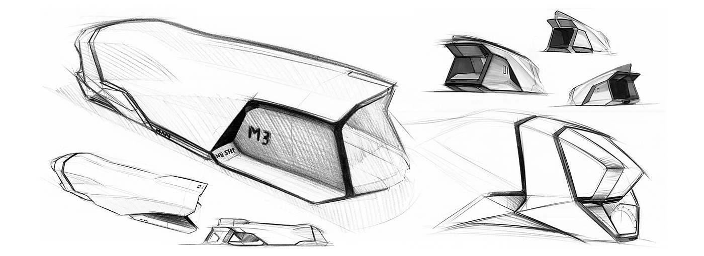 industrial design，Hand drawn，Intelligent technology，design sketch，Concept car design，