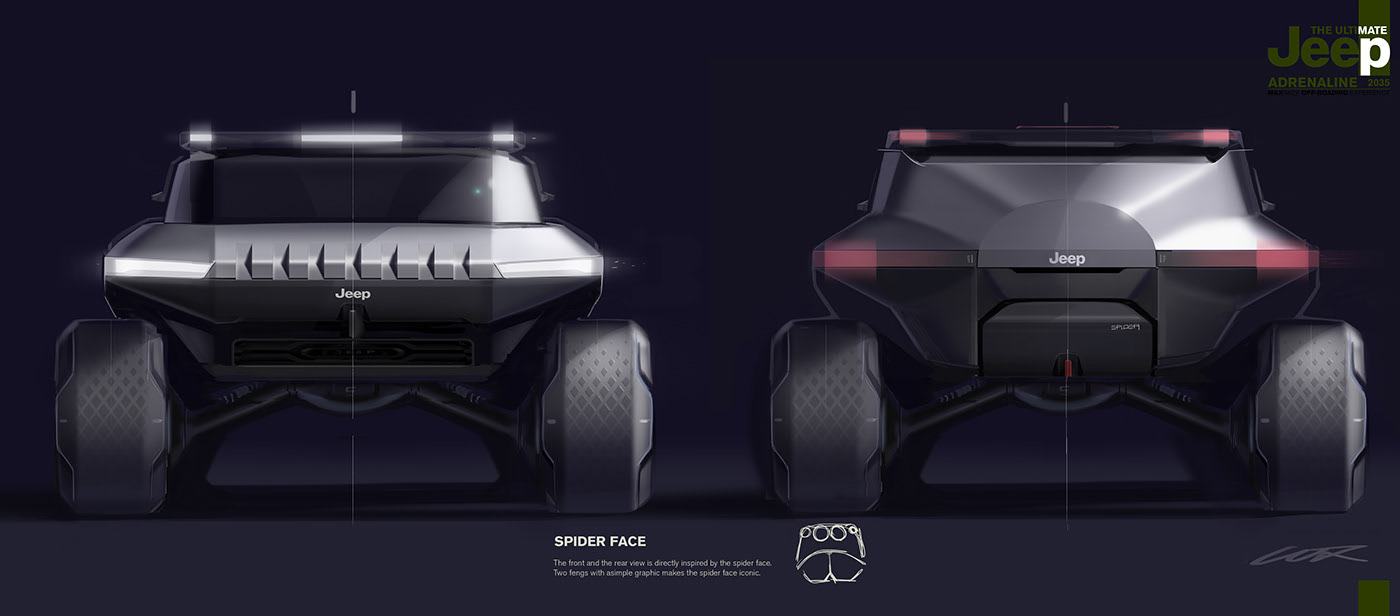 Off-road vehicle，Hand drawn，jeep，concept，