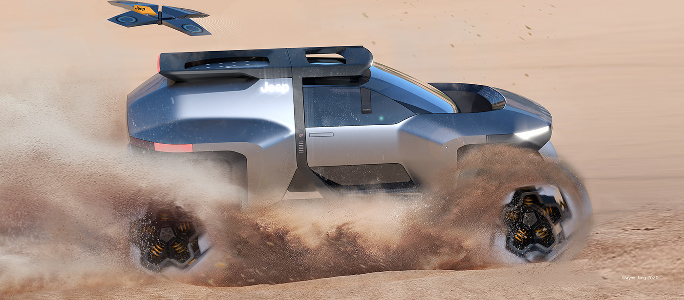 Off-road vehicle，Hand drawn，jeep，concept，