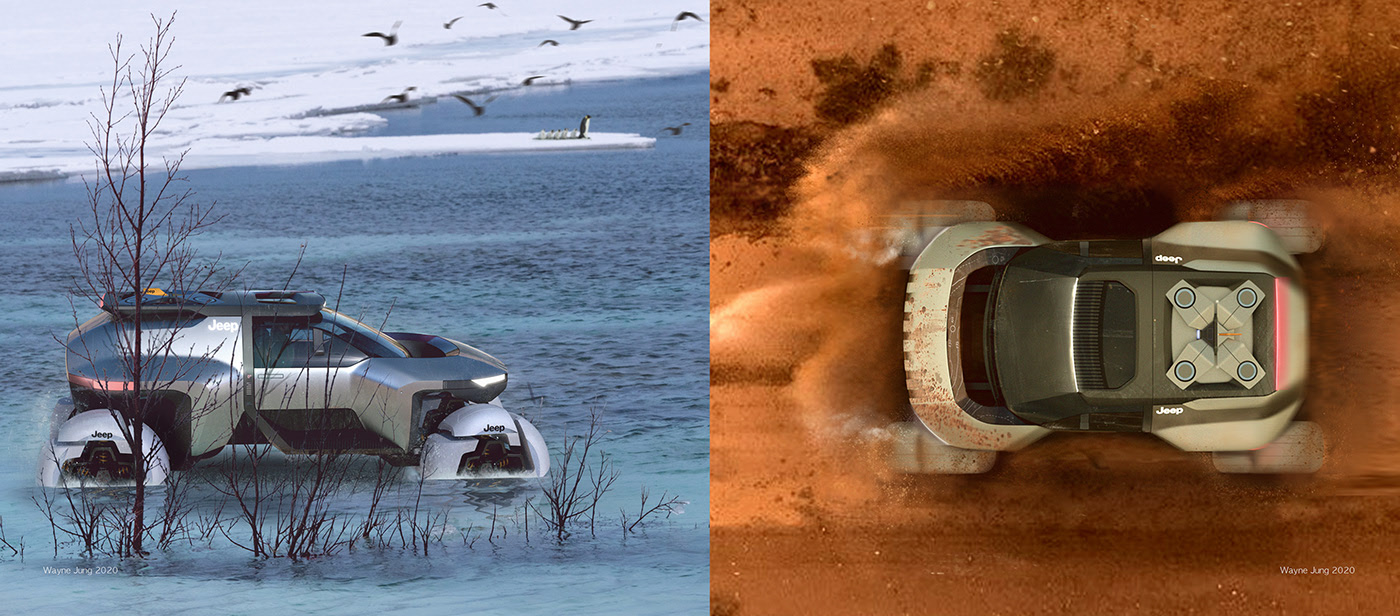 Off-road vehicle，Hand drawn，jeep，concept，