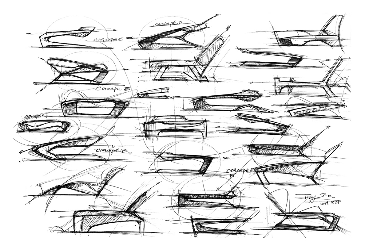 Double-Cut，chair，curve，