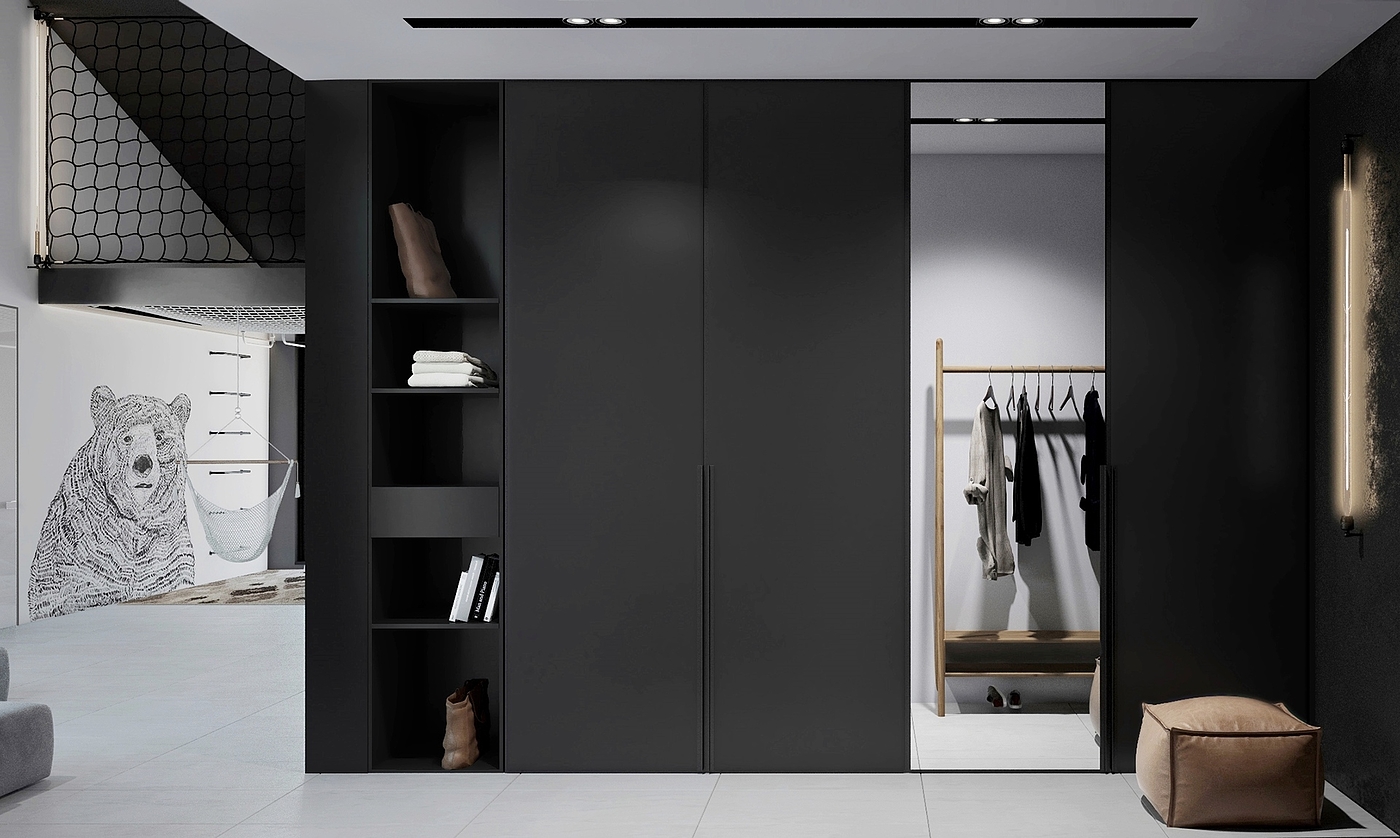 forest，Black & White，house，Interior design，