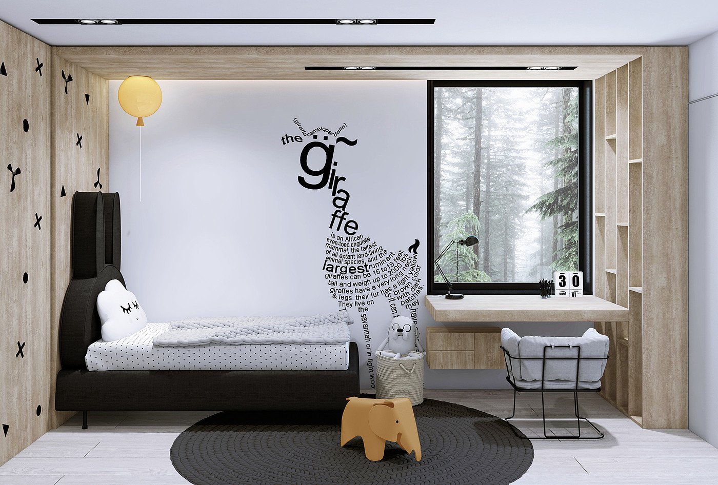 forest，Black & White，house，Interior design，