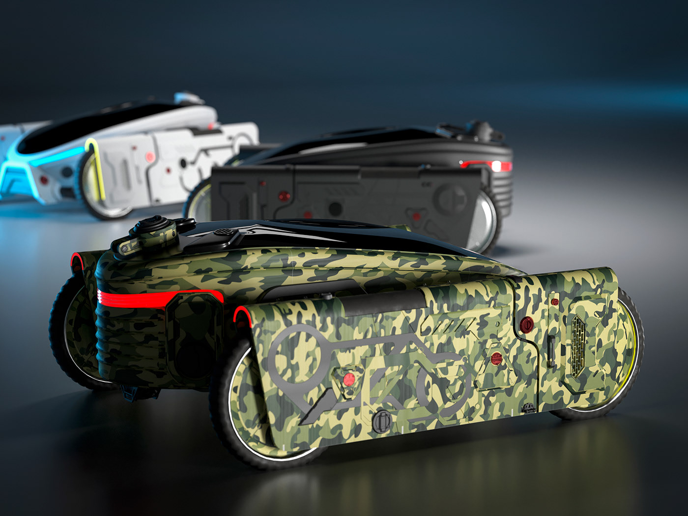 automobile，Electric bicycle，concept，future，