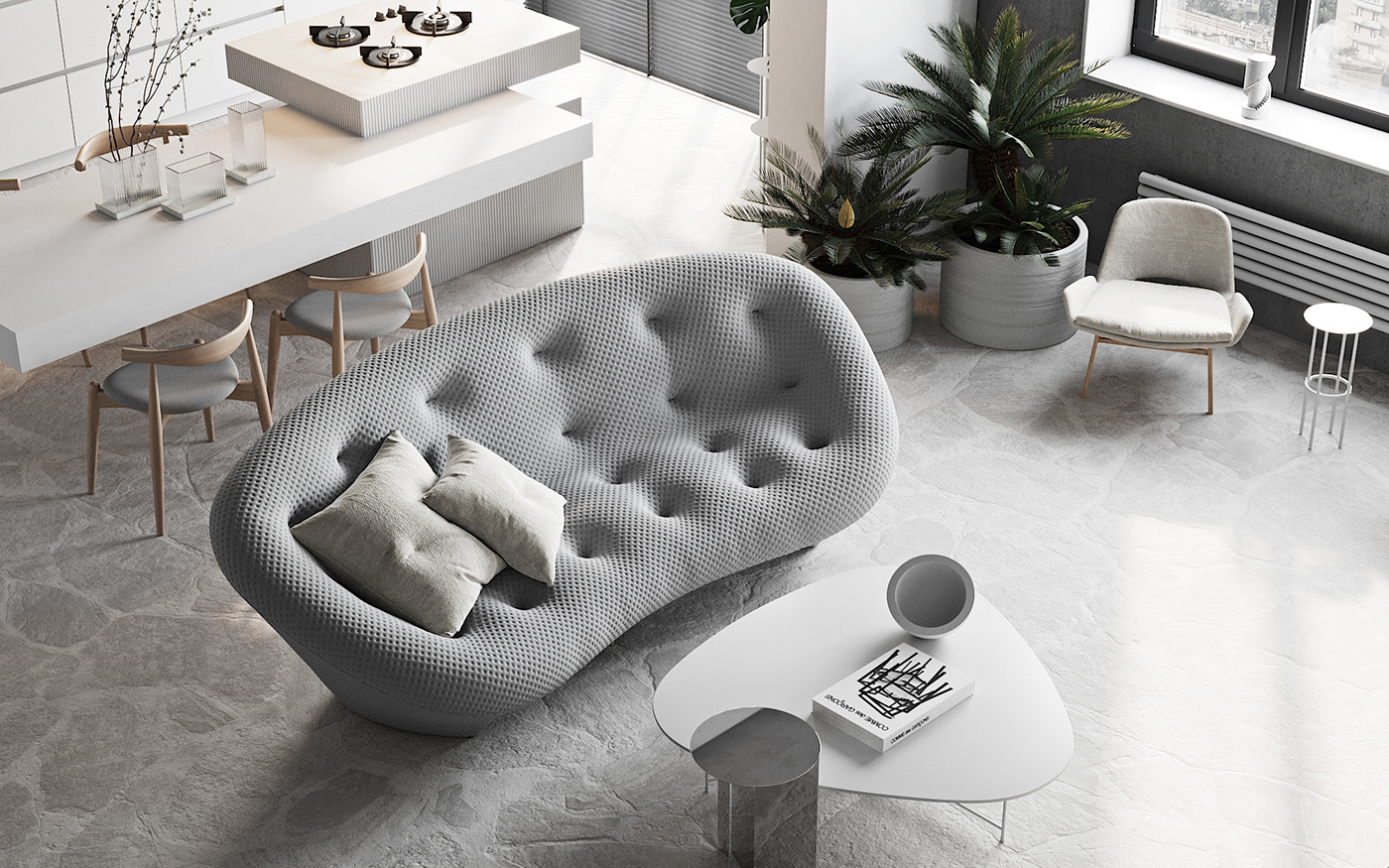 apartment，Moscow，Minimalist，visualization，