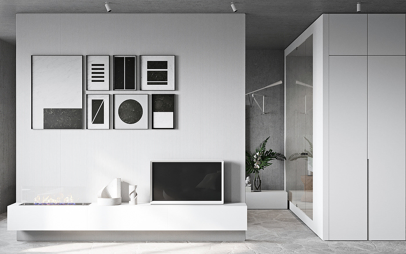 apartment，Moscow，Minimalist，visualization，