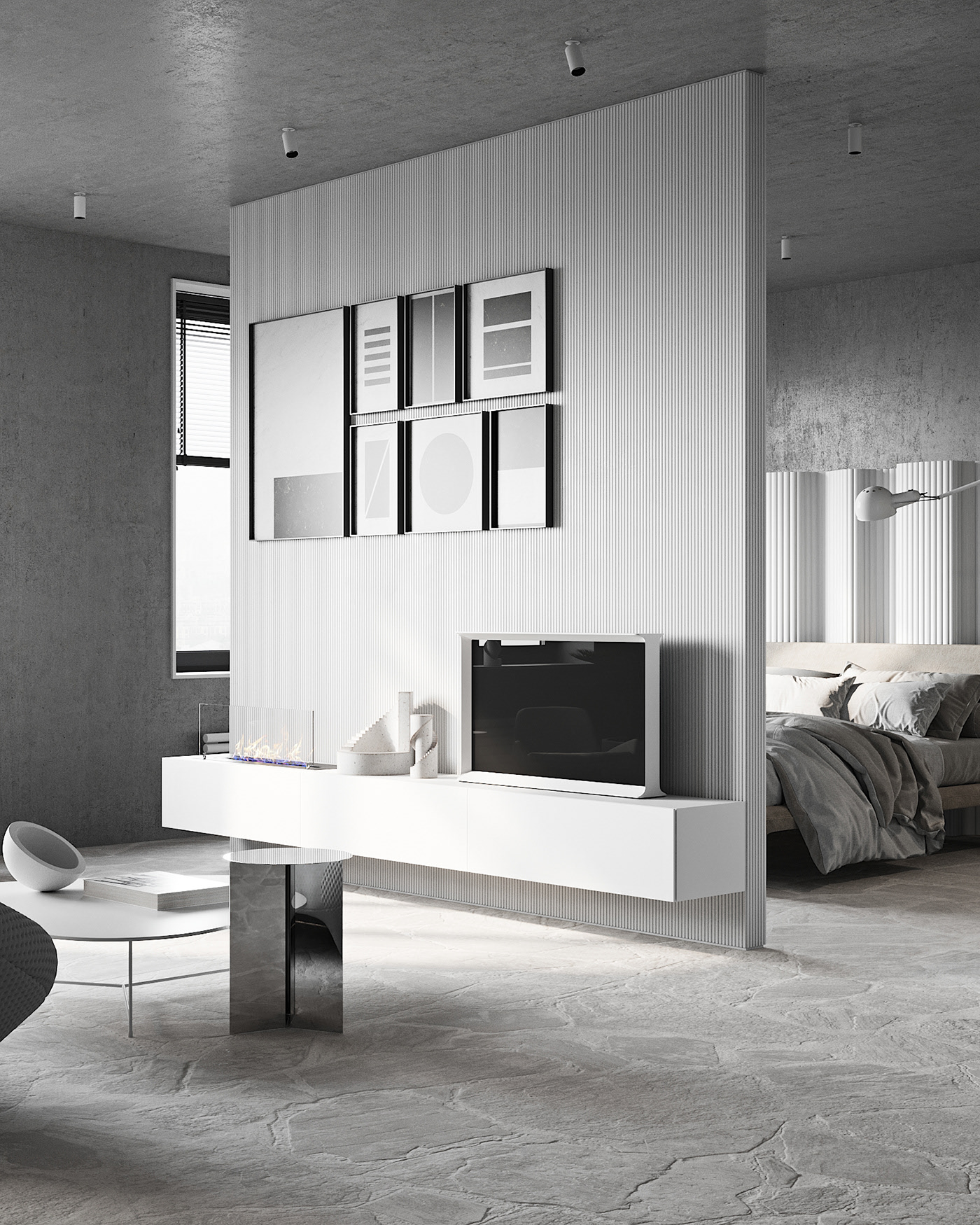 apartment，Moscow，Minimalist，visualization，